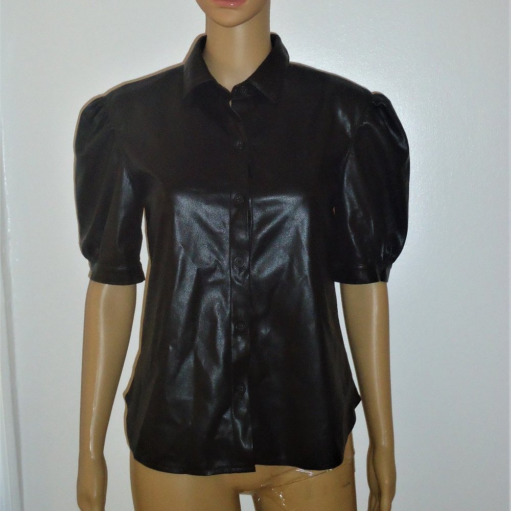 New! BB Dakota Faux Leather Top, Sz.S